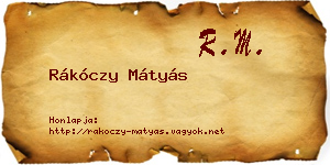 Rákóczy Mátyás névjegykártya